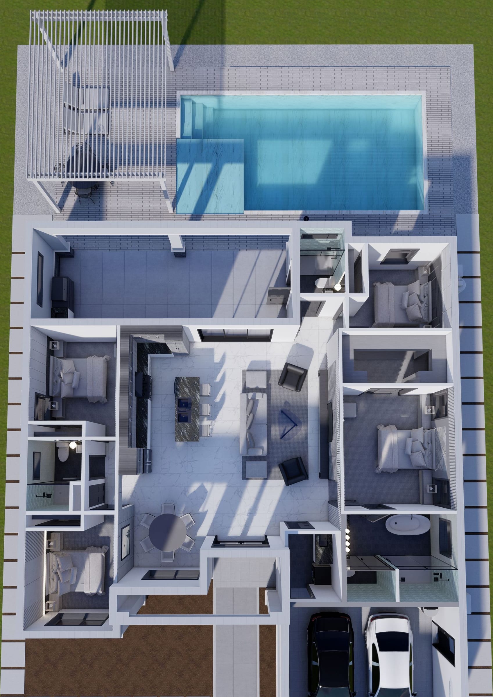 Roma M3 3D floor plan, top-down