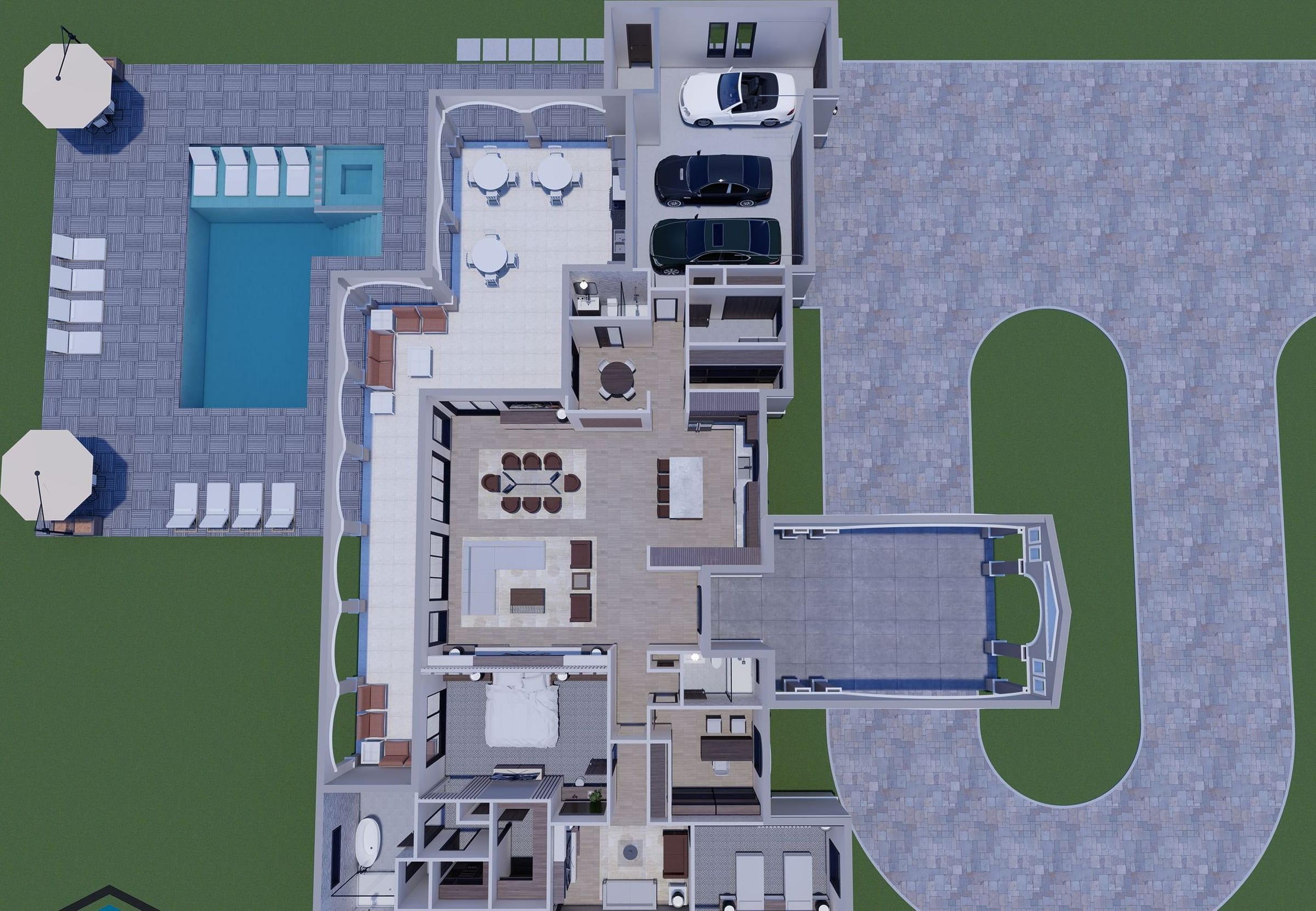 Sicyon 3D floor plan, side view