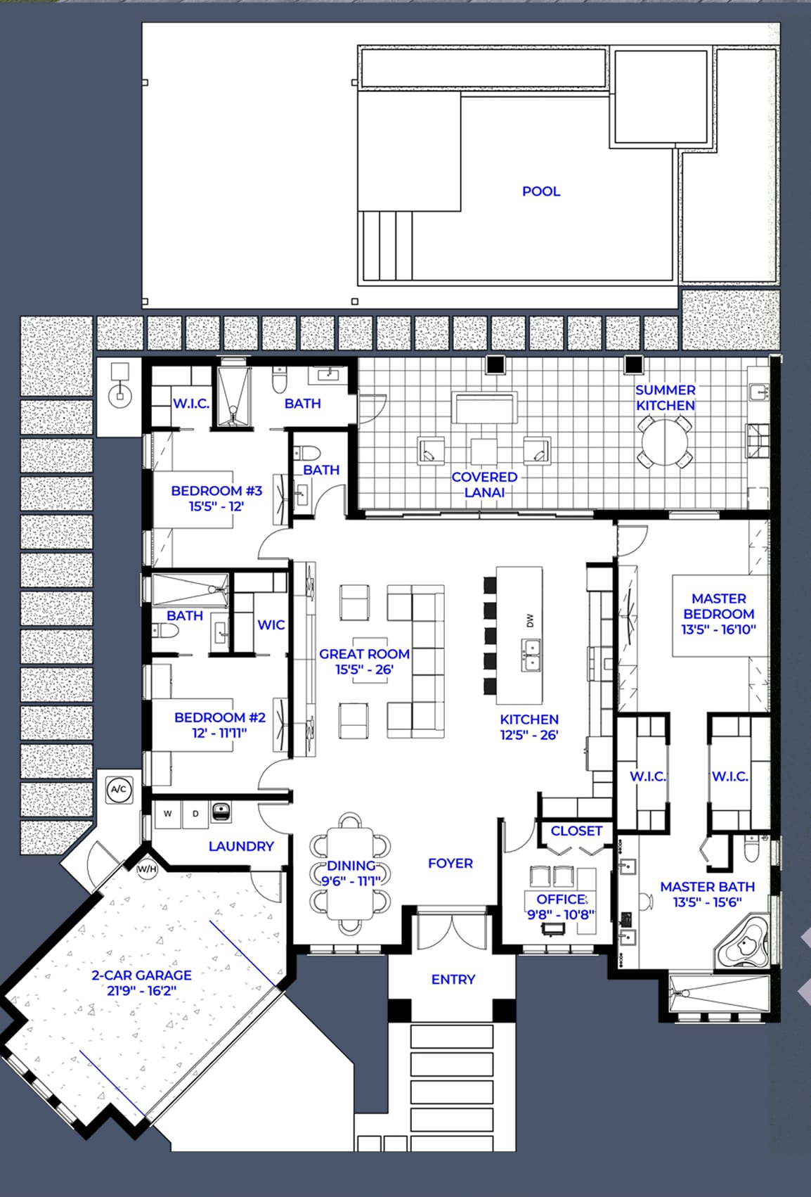 Sponde 2D floor plan with dimensions
