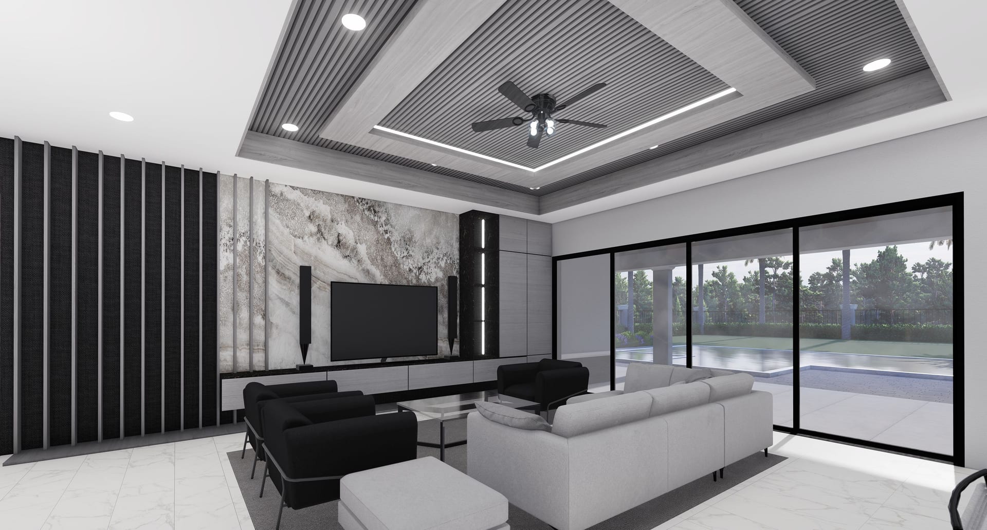 Styx M1 (3 Car Garage) living area, alternate view