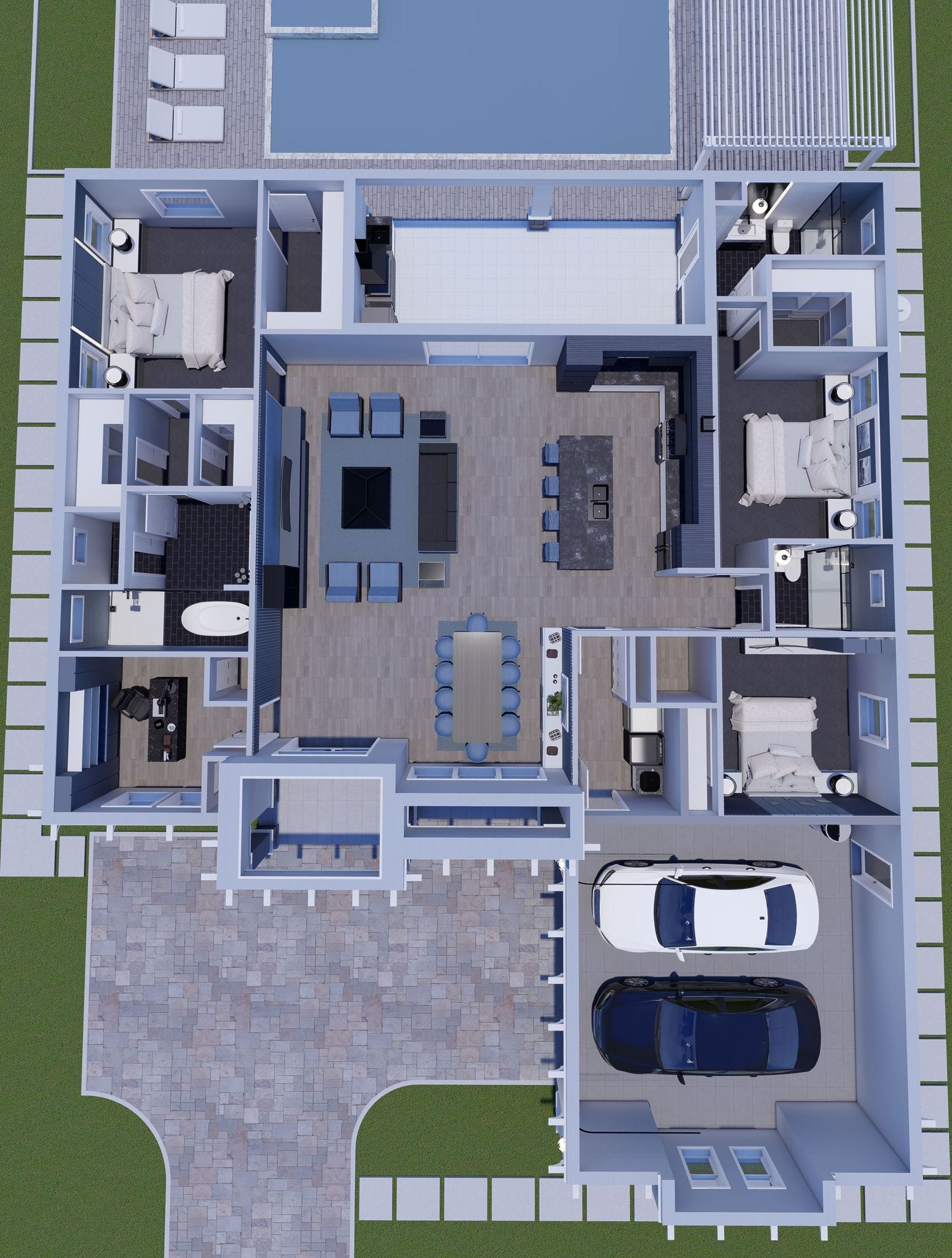 Talaus M1 3D floor plan, top-down