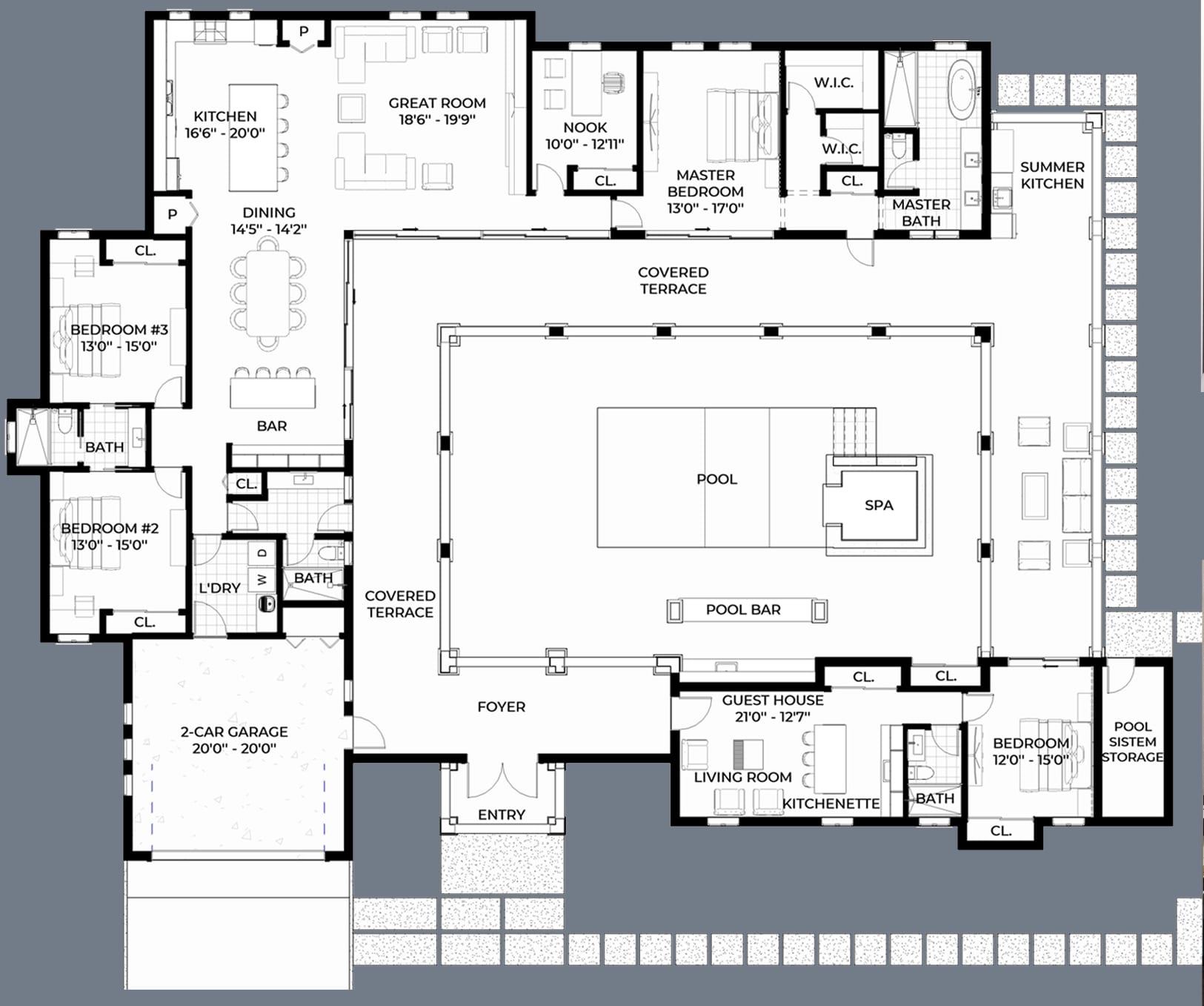 Tethys 2D floor plan with dimensions