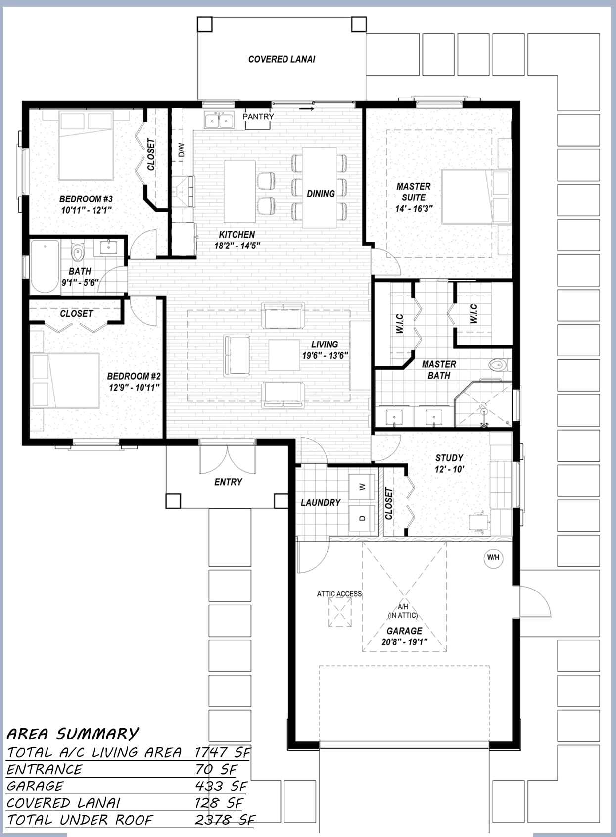 Thalassa 2D floor plan with dimensions