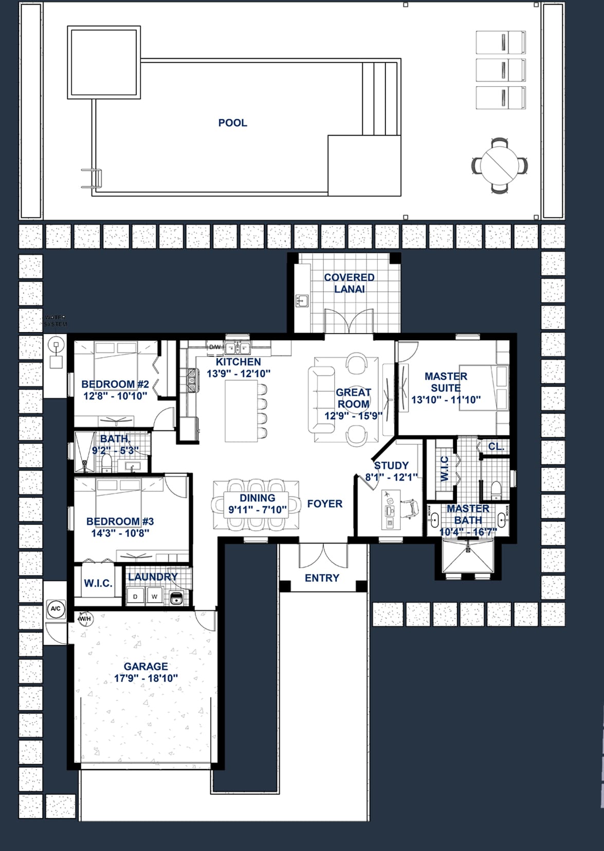 Thalia 2D floor plan with dimensions