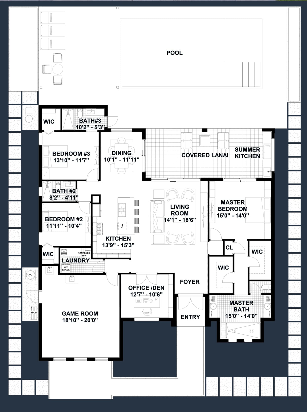 Theia 2D floor plan with dimensions
