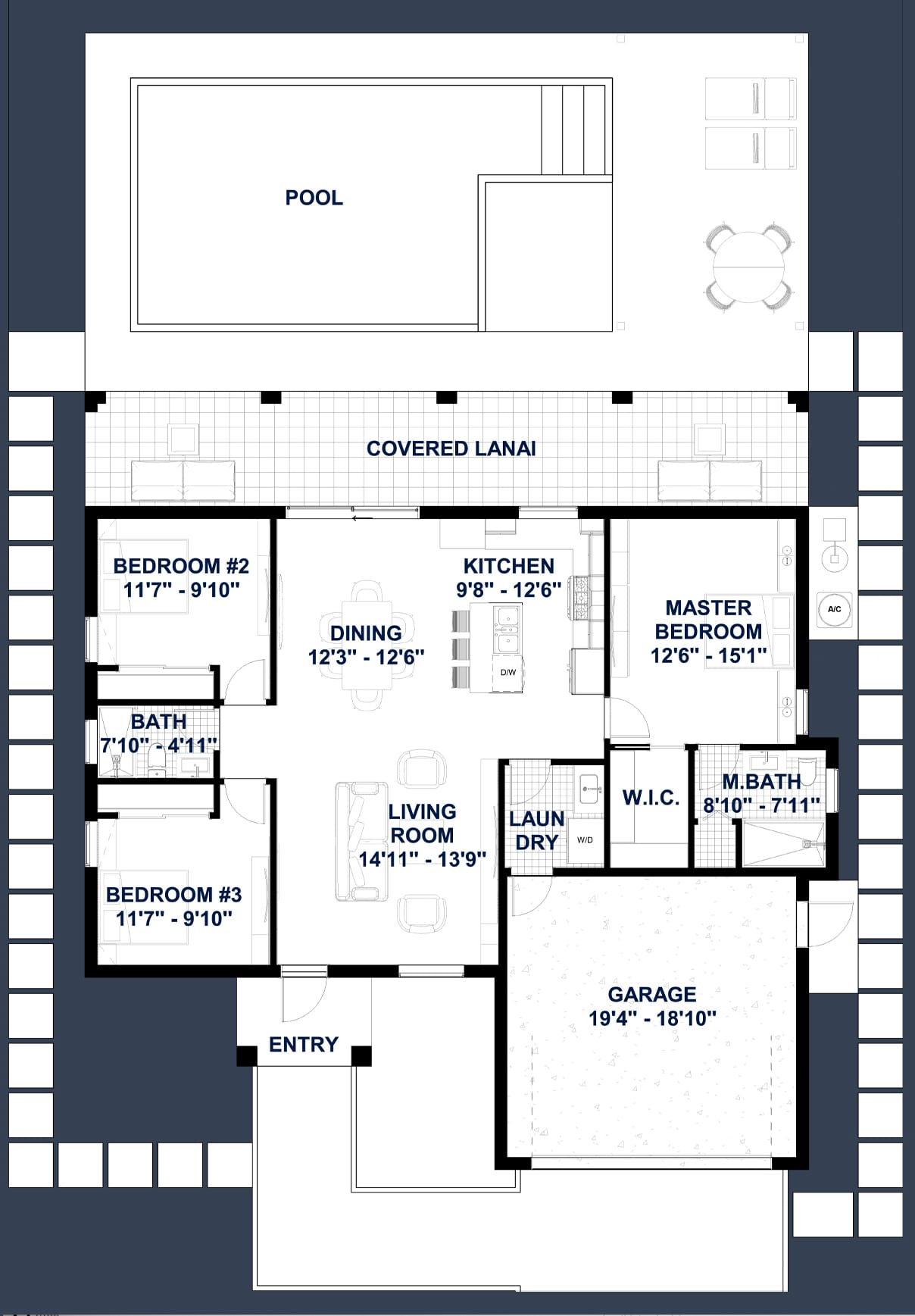 Thriae 2D floor plan with dimensions