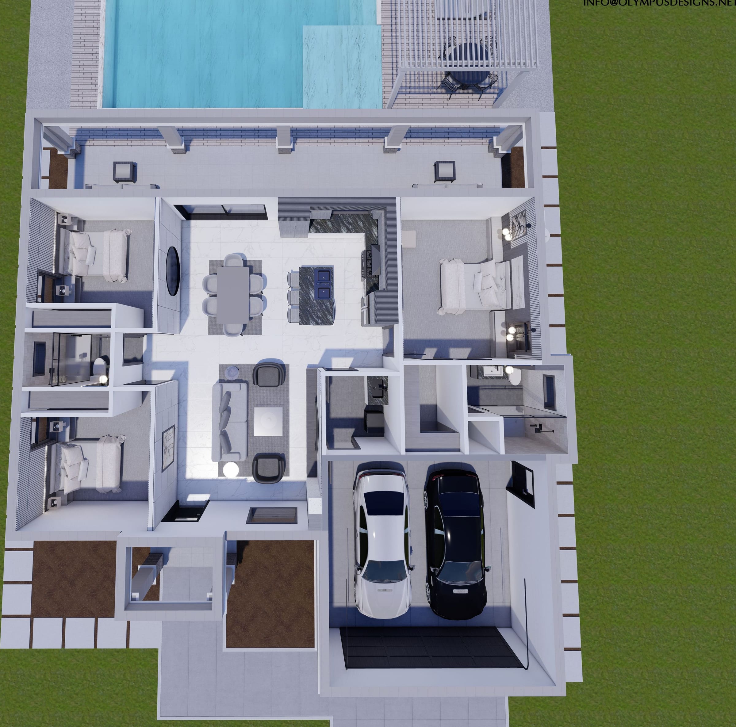 Thriae 3D floor plan, top-down