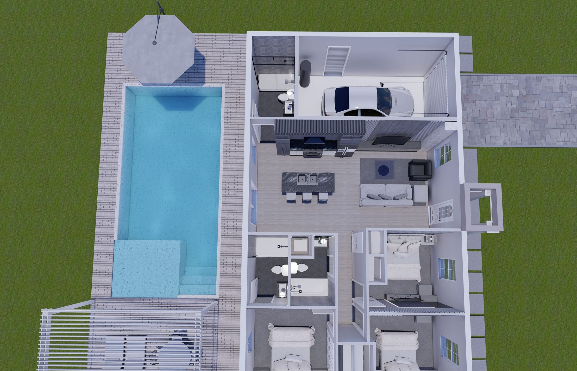 Tiresias M1 3D floor plan, side view