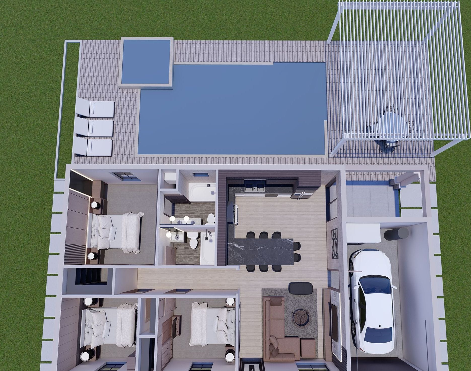 Tiresias 3D floor plan, top-down