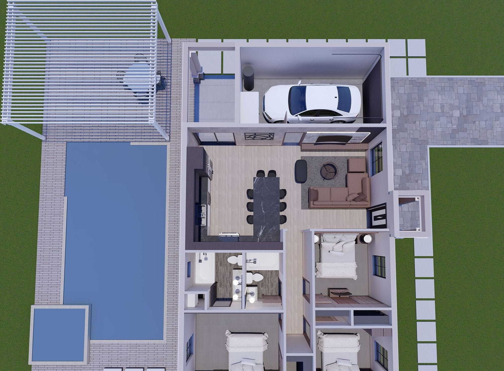 Tiresias 3D floor plan, side view