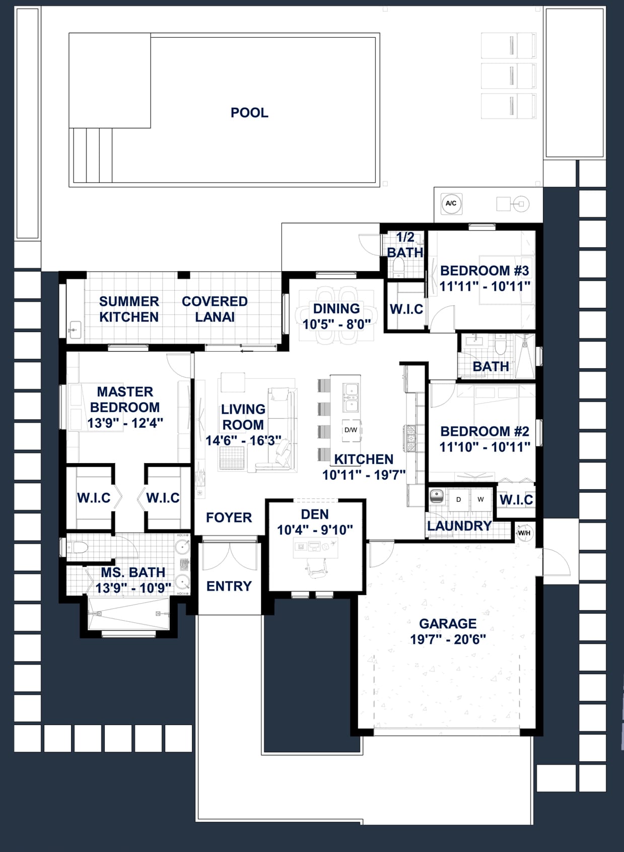 Typhon M1 2D floor plan with dimensions