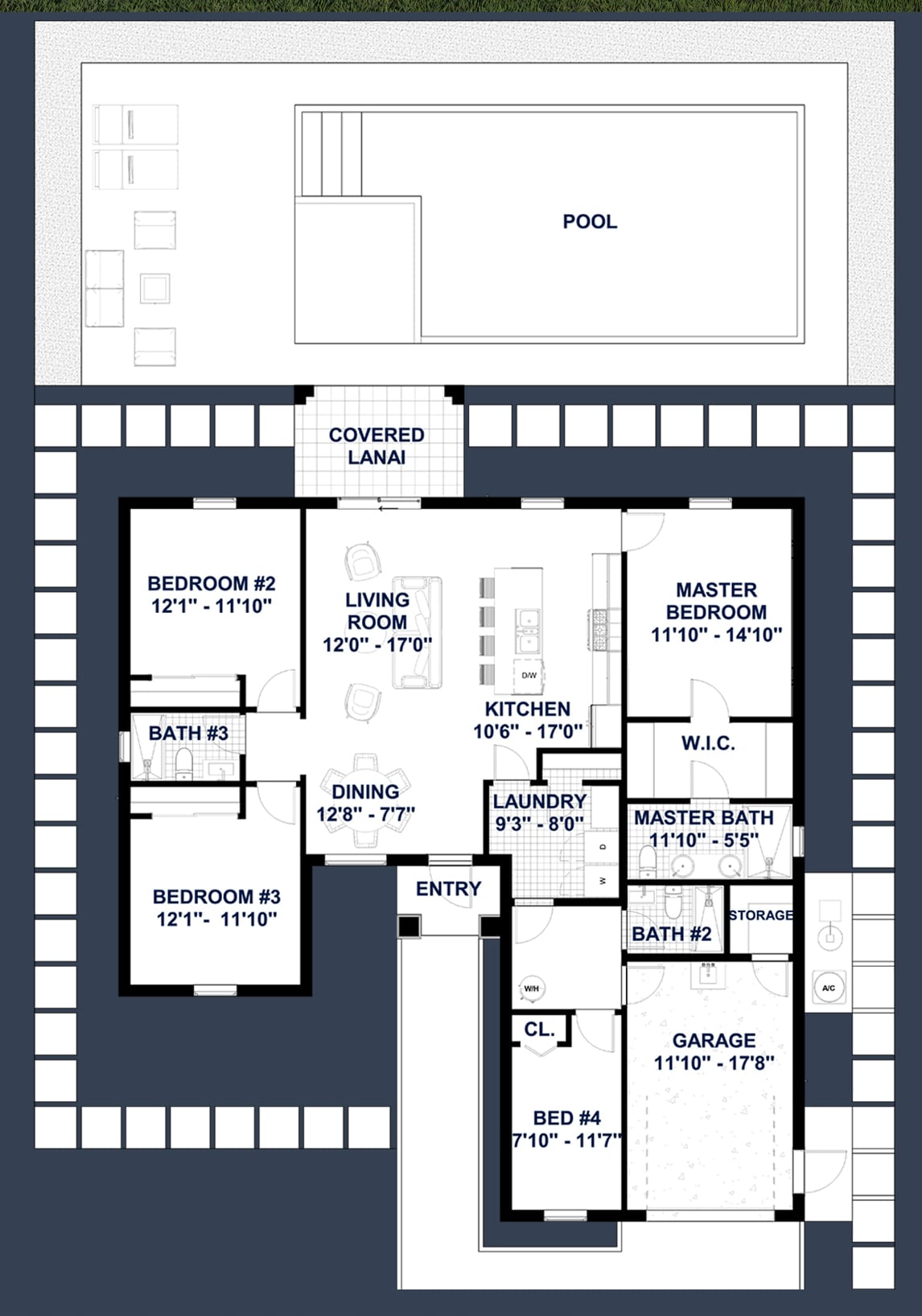 Veracruz 2D floor plan with dimensions