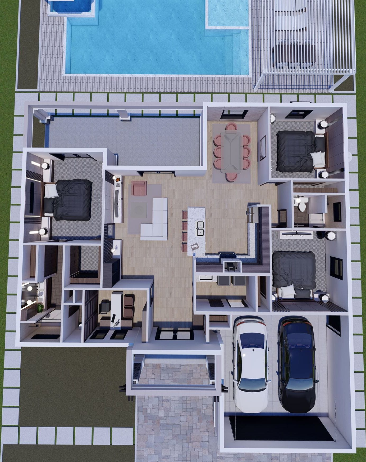 Yateras 3D floor plan, top-down