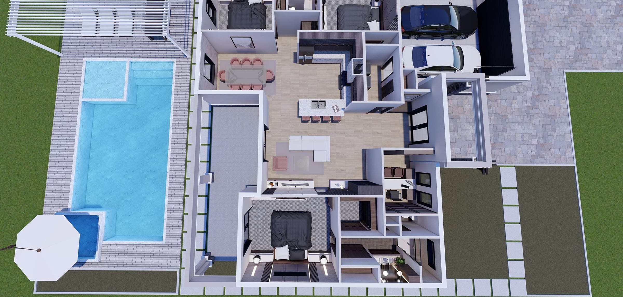 Yateras 3D floor plan, side view